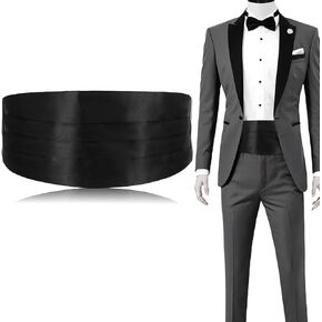 Adjustable Satin Men's Cummerbunds, Men's Solid Color Cummerbund Plate Carrier Cummerbund Black Cumberbund Men Tuxedo Belt Polyester Men's Cummerbunds for Men Tuxedo Wedding Prom Special Occassions
