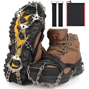 Ice Trekkers for Boots - Crampons Ice Cleats Traction Snow Grips for Boots Shoes with 23 Stainless Steel Spikes Anti Slip for Walking,Hiking,Climbing,Fishing and Mountaineering