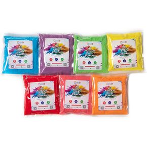 Kulture Khazana: Holi Color Powder - 100gm Bags, 7 Pk - All Natural, Washable, Biodegradable, Non-Toxic, Festival of Colors, Fun Run, Parties, Outdoor