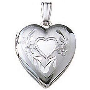 PicturesOnGold.com 14k White Gold Small Heart Photo Locket