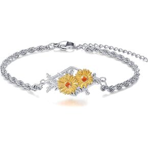 Cuoka Sunflower Bracelet 925 Sterling Silver ، أنت أشعة الشمس على أشعة الشمس ، أساور عباد الشمس ، عيد ميلاد عيد ميلاد عيد الحب عيد الميلاد للهدايا للنساء