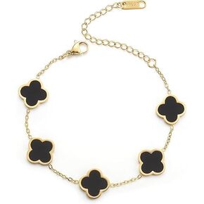 18K Gold Plated Clover Lucky Bracelet for Women ，Trendy Bracelets Set Jewelry Gifts for Women