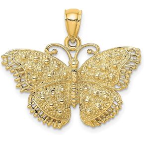 Textured Butterfly Charm In Real 14k Yellow Gold 18 mm x 29 mm