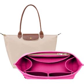 منظم محفظة Oppose Insert for Longchamp Le Pliage ، Women Long Bash Bag Bag Women ، Insert Organizer Insert مع 9 مقصورات (كبيرة ، بيج)