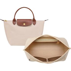 OPPOSHE Purse Organizer Insert for Longchamp Le Pliage, Premium Felt Long Champ Bag Handbag Women, Tote Organizer Insert with 9 Compartments (Large, Beige) in Kuwait