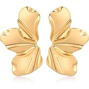 Irregular Petal Earring For Women Stainless Steel Unique Statement Flower Dangle Earrings Trendy Jewelry Gift