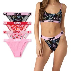 PSD Women's Heart طباعة ملابس داخلية تانغا - ملابس داخلية متوسطة الساق عالية الساق - سراويل داخلية تمتد للنساء