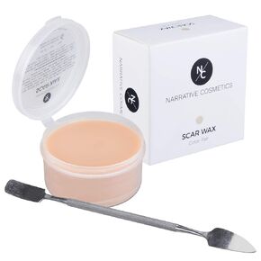 Scar Wax with Double-Ended Spatula, Moldable Wax for Realistic Cuts and Injuries, Professional Makeup for the Stage, Film, Costumes, Cosplay, SFX, Fair Color, 2.5 Oz.