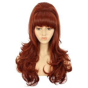 VGbeaty Women Long Blonde Wavy Wig 70s 80s Retro Big Bouffant Beehive Dolly Parton Cosplay Halloween Party Costume Wig