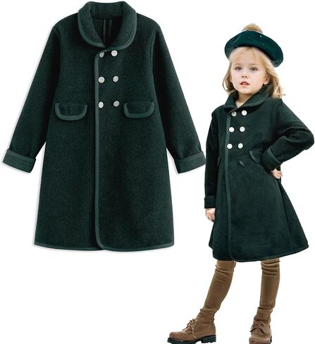 Simplee Kids Girls Girls Dress Button Frait Button Coats Winter Coats Long Sleeve Outerwear مع جيوب 4-14YEAR in Saudi Arabia