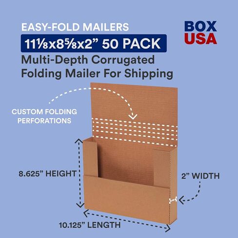 صناديق متحركة من BOX USA مقاس 11.125 بوصة طول × 8.625 بوصة عرض × 1 بوصة ارتفاع متوسطة 50 عبوة | صندوق من الورق المقوى المموج للتعبئة والنقل والتخزين in Saudi Arabia