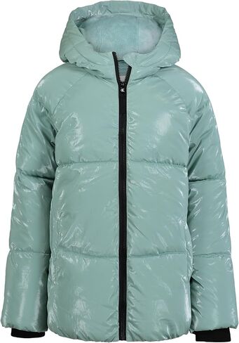 Calvin Klein Girls' Short Length Hooded Winter Puffer Jacket with Fleece Lining in Saudi Arabia