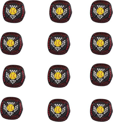 12 PCS PACK SOFTBALL TOURNAMENT AWARD gold silver black CHAMPIONSHIP RING WITH YELLOW SOFTBALL ON TOP SIZE 9 in Kuwait