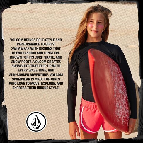 Volcom Girls Rash Guard 2 Pack Rash Guard for Girls Long Sleeve Swim Shirt SPF50+ in Saudi Arabia