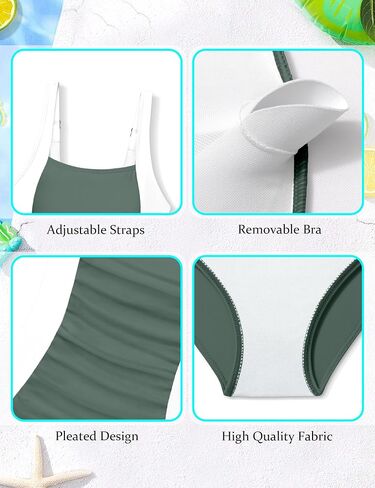 Girl Swimsuit One Piece Bathing Suit for Girls Solid Color Ruched Adjustable Straps Padded Swimwear 9-16y in Saudi Arabia
