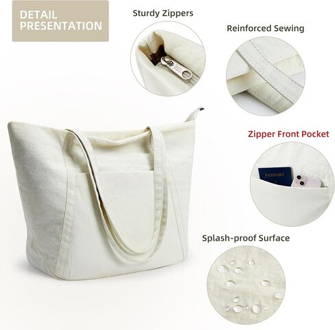 WLLWOO Large Gym Tote Bag for Women Sport Yoga, 24L Travel Beach Bag Lightweight Zipper Shoulder Handbag for Daily Work in Saudi Arabia