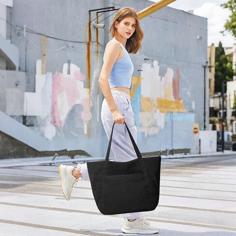 WLLWOO Large Gym Tote Bag for Women Sport Yoga, 24L Travel Beach Bag Lightweight Zipper Shoulder Handbag for Daily Work in Kuwait