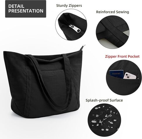 WLLWOO Large Gym Tote Bag for Women Sport Yoga, 24L Travel Beach Bag Lightweight Zipper Shoulder Handbag for Daily Work in Kuwait