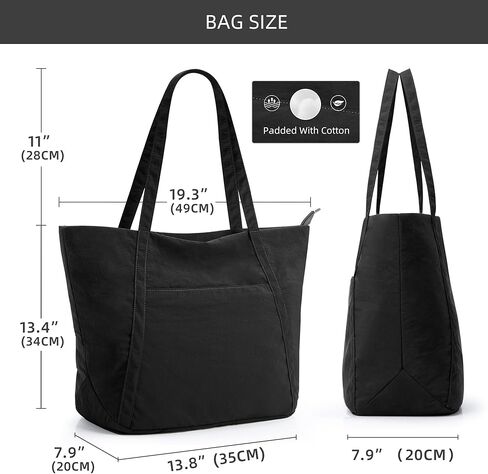 WLLWOO Large Gym Tote Bag for Women Sport Yoga, 24L Travel Beach Bag Lightweight Zipper Shoulder Handbag for Daily Work in Kuwait