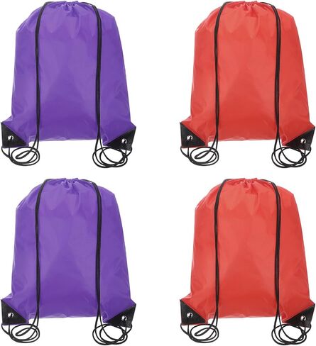uxcell Drawstring Backpack, 4Pcs Polyester Draw String Backpack Gym Bags Cinch Sack Pack Storage Knapsack for Gym Sports Travel Beach Swimming (Dark Blue/Dark Green, 13.4" x 16.9") in Saudi Arabia