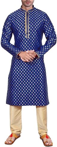 SK105 Men's Blue Kurta Pajama مجموعة زفاف كورتا بيجاما بدلة الحفلات الهندية in Kuwait