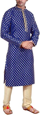 SK105 Men's Blue Kurta Pajama مجموعة زفاف كورتا بيجاما بدلة الحفلات الهندية in Kuwait