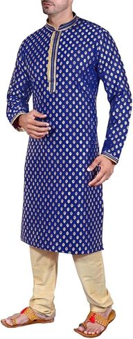 SK105 Men's Blue Kurta Pajama مجموعة زفاف كورتا بيجاما بدلة الحفلات الهندية in Kuwait
