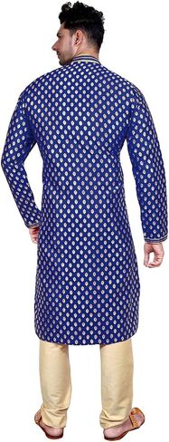 SK105 Men's Blue Kurta Pajama مجموعة زفاف كورتا بيجاما بدلة الحفلات الهندية in Kuwait