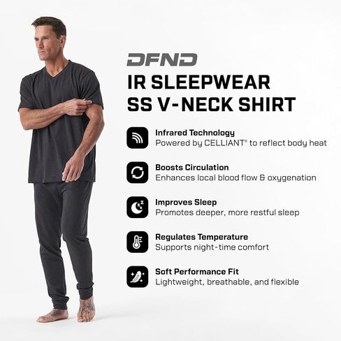 Infrared Sleepwear V-Neck Shirt for Men – CELLIANT Recovery Short Sleeve Top, Made in USA, for Post-Workout Recovery in Saudi Arabia