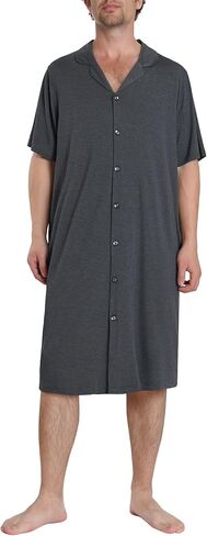 Latuza Men's Bamboo Viscose Nightshirt Button Down Sleep Shirt in Saudi Arabia
