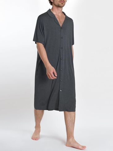 Latuza Men's Bamboo Viscose Nightshirt Button Down Sleep Shirt in Saudi Arabia