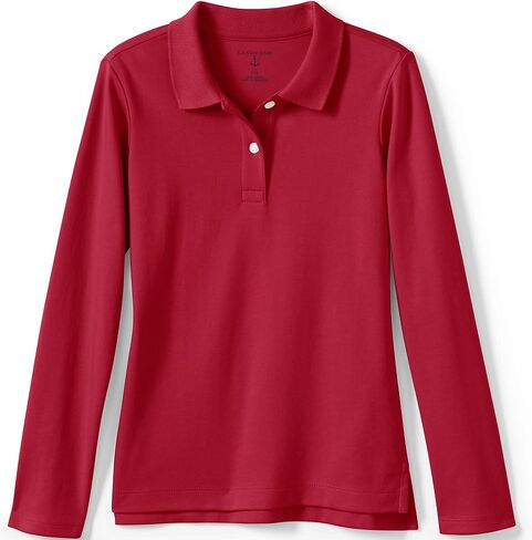 Lands' End School Uniform Girls Long Sleeve Feminine Fit Interlock Polo Shirt in Saudi Arabia