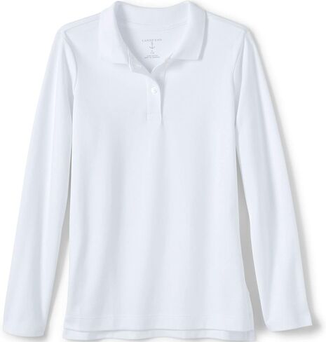 Lands' End School Uniform Girls Long Sleeve Feminine Fit Interlock Polo Shirt in Saudi Arabia