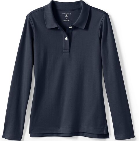 Lands' End School Uniform Girls Long Sleeve Feminine Fit Interlock Polo Shirt in Saudi Arabia