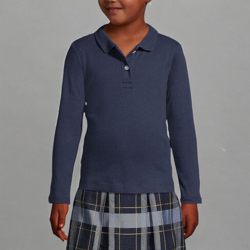 Lands' End School Uniform Girls Long Sleeve Feminine Fit Interlock Polo Shirt in Saudi Arabia