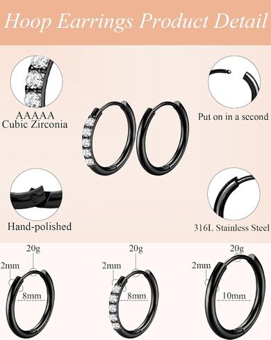 Surgical Steel Stud Earrings for Women, Hypoallergenic Flat Back Earrings for Sensitive Ears, Small Cartilage Huggie Hoop Earrings Ball CZ Opal Screw Back Stud Earrings for Women Men in Saudi Arabia