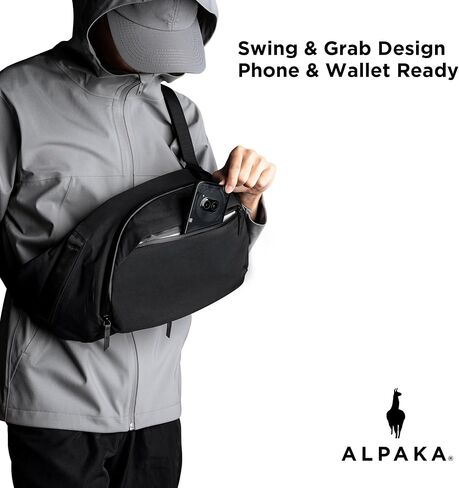 Alpaka Metro Crossbody الكتف الأيسر 10L - Crossbody Bag Men ، حقيبة الظهر حبال - تناسب 11 بوصة - كتف واحد مع ykk zipper - جيب زجاجة ماء قابلة للتوسيع - كم الهاتف - أسود أكوفلوكس 210d in Saudi Arabia