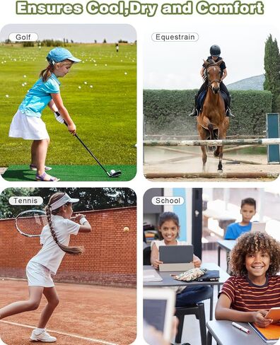 Soneven Girls Girls Sleeve Polo Polo قمصان V-Neck Golf Tennis Tennis Tennis Termorts Dry Dry Commer لمدة 4-14 سنوات in Saudi Arabia