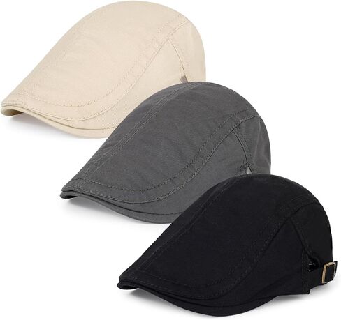 3Pcs Cotton Newsboy Hat for Men Cool Adjustable Flat Cap in Kuwait