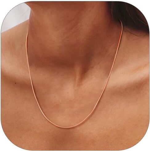 ChainsHouse Snake Chain Necklace for Women, 1MM Thin Italian Chain for Pendants, Rose Gold/Stainless Steel/Black/14K Gold, Hypoallergenic Dainty Jewelry Gift, 18"-30" Adjustable Length in Saudi Arabia