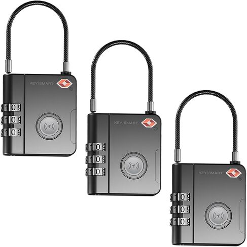 KeySmart Smartlock Tracking Laggage Locks TSA معتمدة - متوافقة مع Apple Find My App ، Tracker Bluetooth GPS ، مقاوم للماء ، قفل حقائبك وتتبعه (3 عبوات) in Kuwait