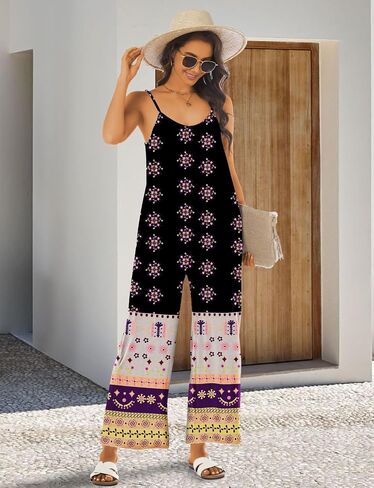 Buauty Womens Summer Jumpsuits Casual Sleeveless Jumpers Loose Rompers Adjustable Strap Boho Jumpsuit Dressy 2025 Clothes in Saudi Arabia