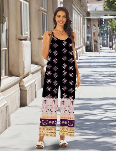 Buauty Womens Summer Jumpsuits Casual Sleeveless Jumpers Loose Rompers Adjustable Strap Boho Jumpsuit Dressy 2025 Clothes in Saudi Arabia