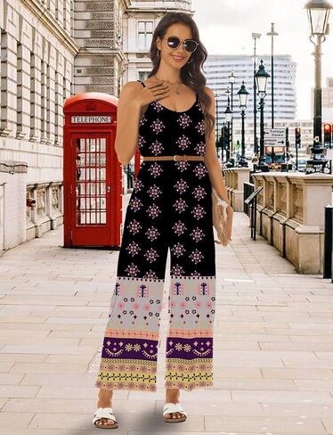 Buauty Womens Summer Jumpsuits Casual Sleeveless Jumpers Loose Rompers Adjustable Strap Boho Jumpsuit Dressy 2025 Clothes in Saudi Arabia