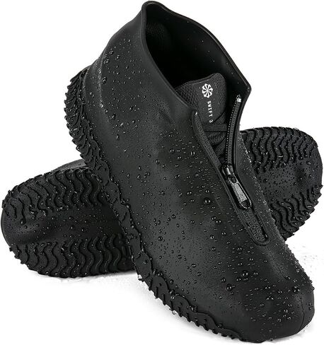 Waterproof Rain Shoe Covers, Silicone Overshoes with Zipper Non-slip Galoshes for Men and Women in Kuwait