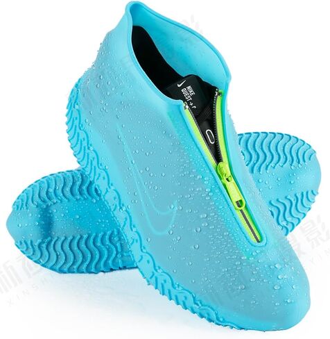 Waterproof Rain Shoe Covers, Silicone Overshoes with Zipper Non-slip Galoshes for Men and Women in Kuwait