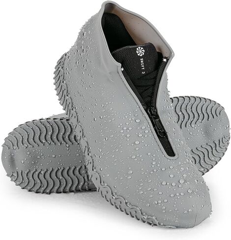 Waterproof Rain Shoe Covers, Silicone Overshoes with Zipper Non-slip Galoshes for Men and Women in Kuwait
