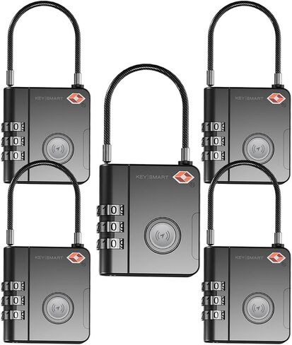 KeySmart Smartlock Tracking Laggage Locks TSA معتمدة - متوافقة مع Apple Find My App ، Tracker Bluetooth GPS ، مقاوم للماء ، قفل حقائبك وتتبعه (3 عبوات) in Kuwait