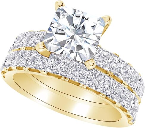 1-8 Carat (ctw) White Gold Princess Cut LAB GROWN Diamond Princess Allure Diamond Wedding Bridal Set (Color D-E Clarity VS1-VS2) in Saudi Arabia