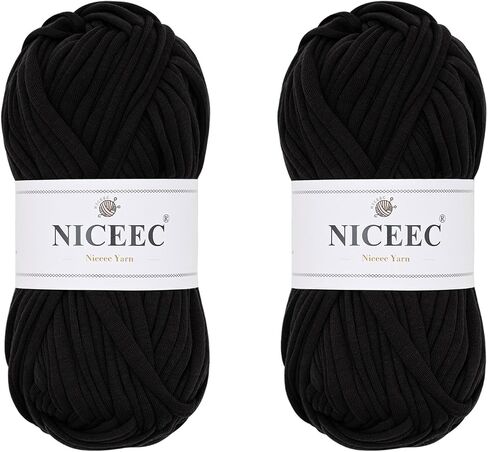 NICEEC 2 شلات من القماش غزل تي شيرت غزل لحياكة الكروشيه غزل ملون لليد DIY حقيبة يدوية سلة وسادة - الطول الإجمالي 2 × 32 ياردة (2 × 30 م، 2 × 100 جم) - أبيض رمادي in Saudi Arabia